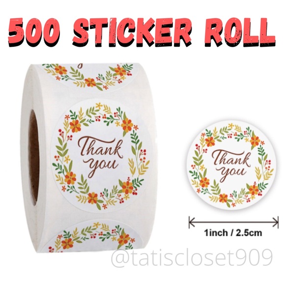 Other - 500 thank you sticker roll size 1”